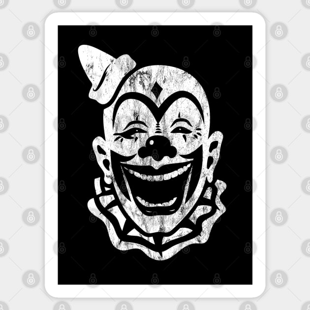 Monochrome Clown distressed Sticker by OldSalt